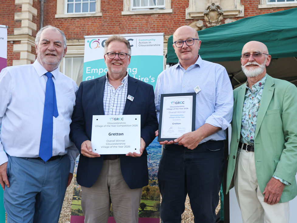 Group photo of representatives of Gretton village receiving their award