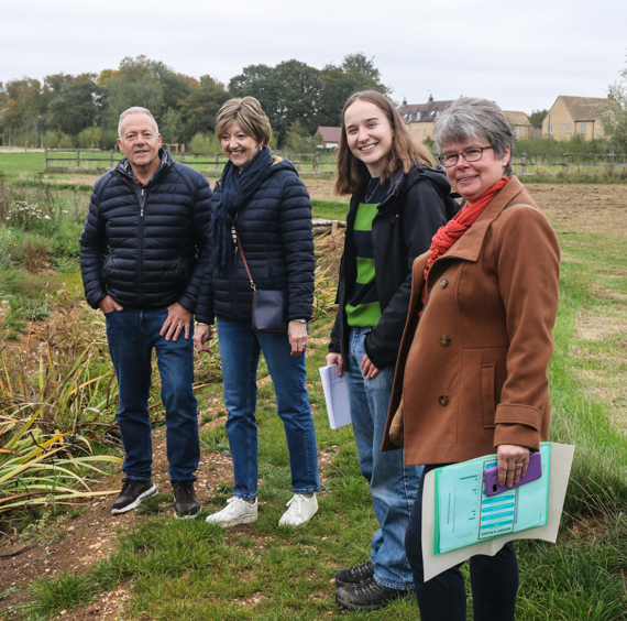 Lucy Eccles with flood wardens in Moreton-in-Marsh