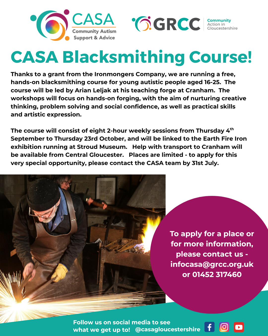 CASA blacksmithing course flyer