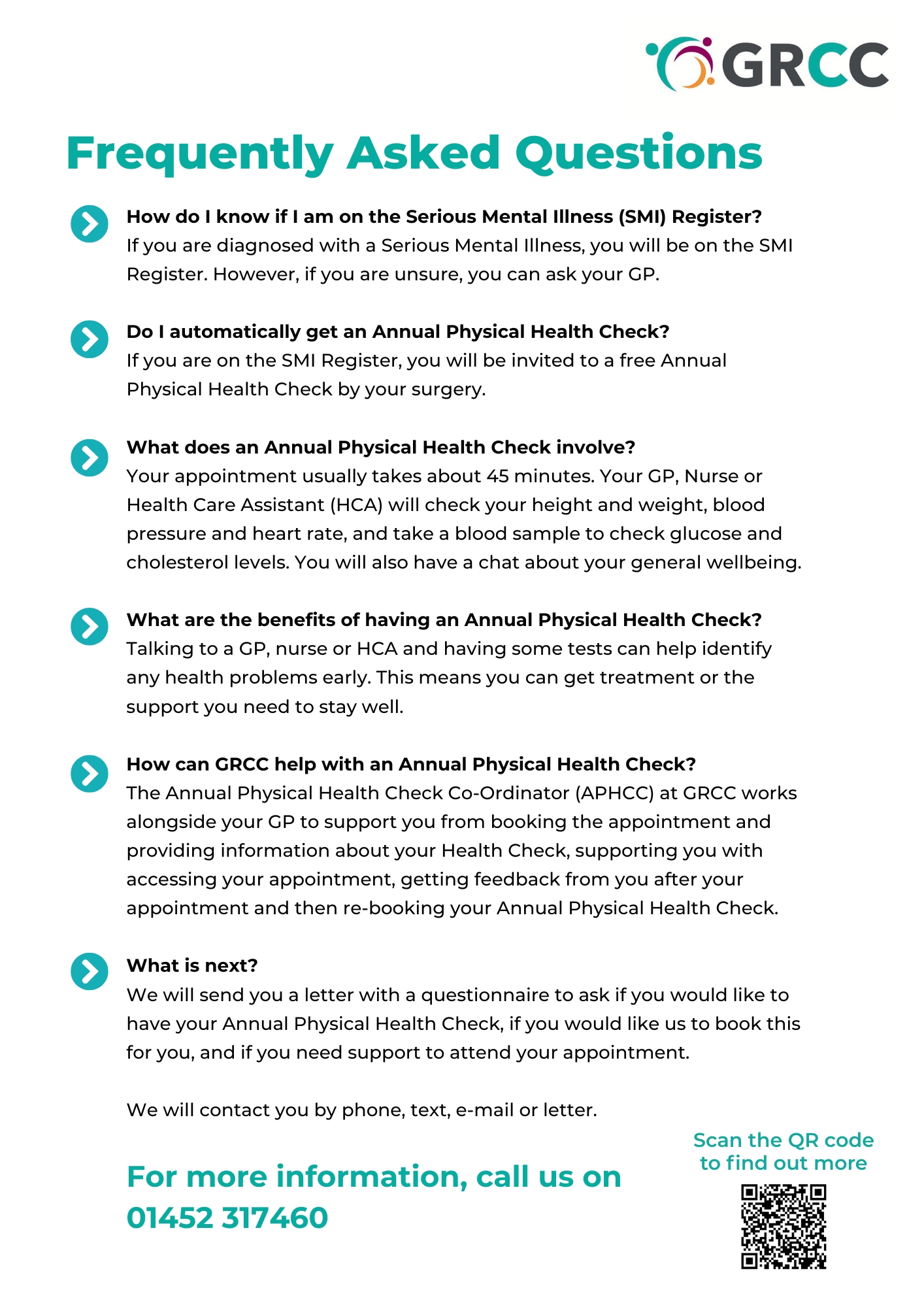 Annual Physical Health Checks leaflet side 2