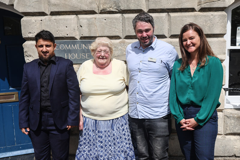 Left to right: Abs and Elizabeth, who have received support from GRCC's Digital Equity Team, Dan Gale GRCC Digital Equity Manager, and Jenny Riddell-Carpenter MP