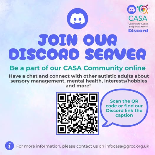 CASA and Discord Facebook Post - contains QR Code to join our discord server